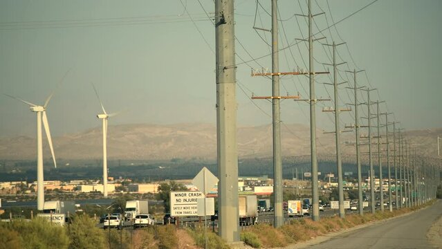 October 4, 2021 Palm Springs, USA Interstate Highway 10 in Coachella Valley, California, United States of America.