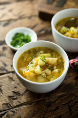 Homemade vegetable soup with millet