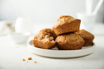 Homemade assorted muffins with lemon, cinnamon and nuts