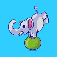 illustration cute circus elephant balancing on a ball suitable for mascot sticker and t-shirt design