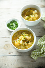 Homemade vegetable soup with millet