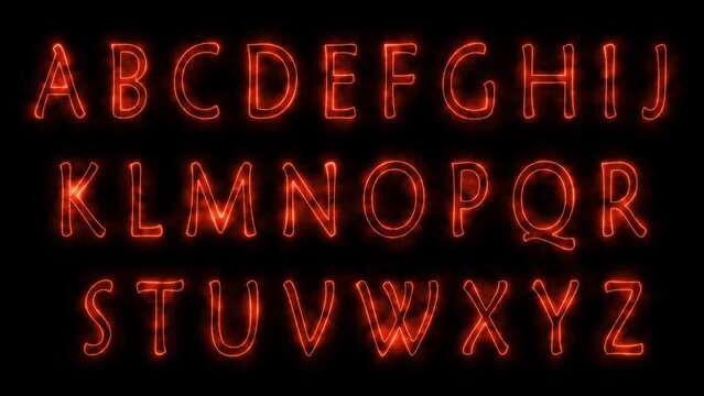 Red Haze Alphabets Set isolated on black background. Animated Spooky and Smoky capital Letters with Smokes and hot clouds effect 	
