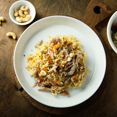 Asian noodles with duck and cashew