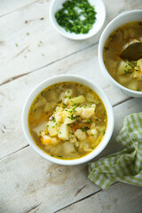 Homemade vegetable soup with millet