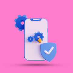 System update smartphone 3d render