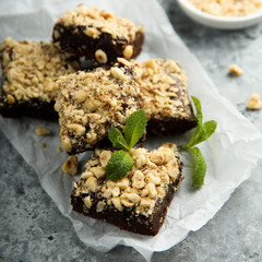 Traditional homemade brownies with nuts