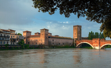 The Ponte Scaligero, completed in 1356. Verona