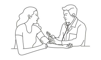 Doctor and patient. Pressure measurement concept.