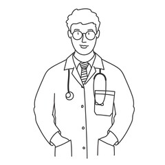 Obraz premium Doctor with glasses and medical gown.