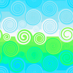 Bright blue green seamless pattern. Abstract circles endless background. For textiles and wrapping paper. Modern wallpaper. Swirl effect.	
