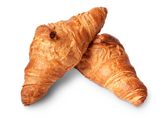 Traditional french croissant on white background