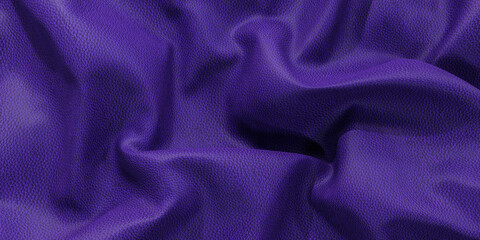 violet folded leather surface with shadows and highlights 3d render illustration