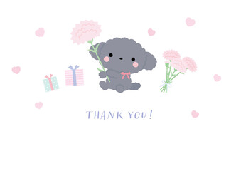 ピンクのカーネーションと犬の母の日・イベントなどのイラストフレーム素材