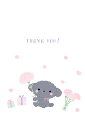 ピンクのカーネーションと犬の母の日・イベントなどのイラストフレーム素材