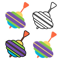 children's toy multicolored bundle, coloring book drawing, children's book illustration, flat graphics black outline