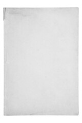 grey kraft ripped paper with stains on white isolated background