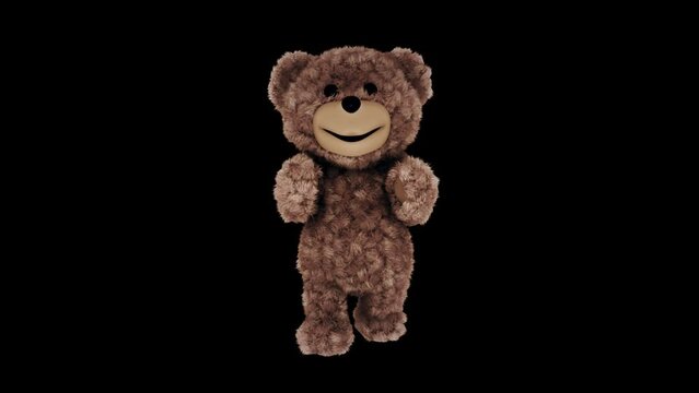 Teddy Bear Dancing Looped Video Alpha Channel
