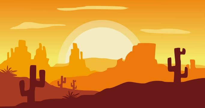 animated video background rocky mountains scenery with hot sun