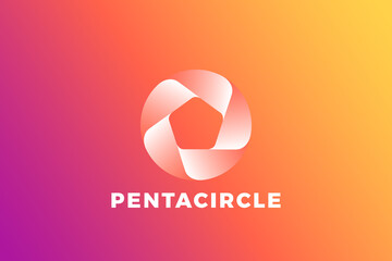 Pentagon in Circle Logo design vector template infinity loop style.