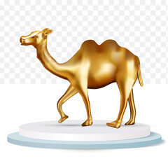 camel 3d metal gold. Vector illustration on background