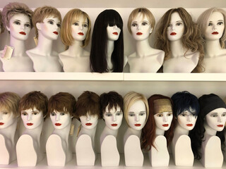 Mannequins showing modern hairstyles  