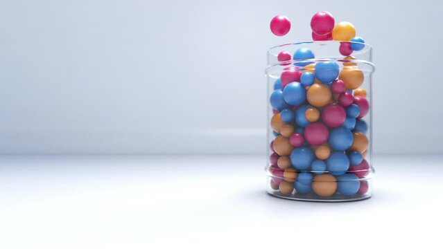 Colorful Balls Filling An Empty Jar