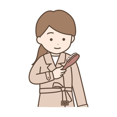 トレンチコート　女性　ブラシ