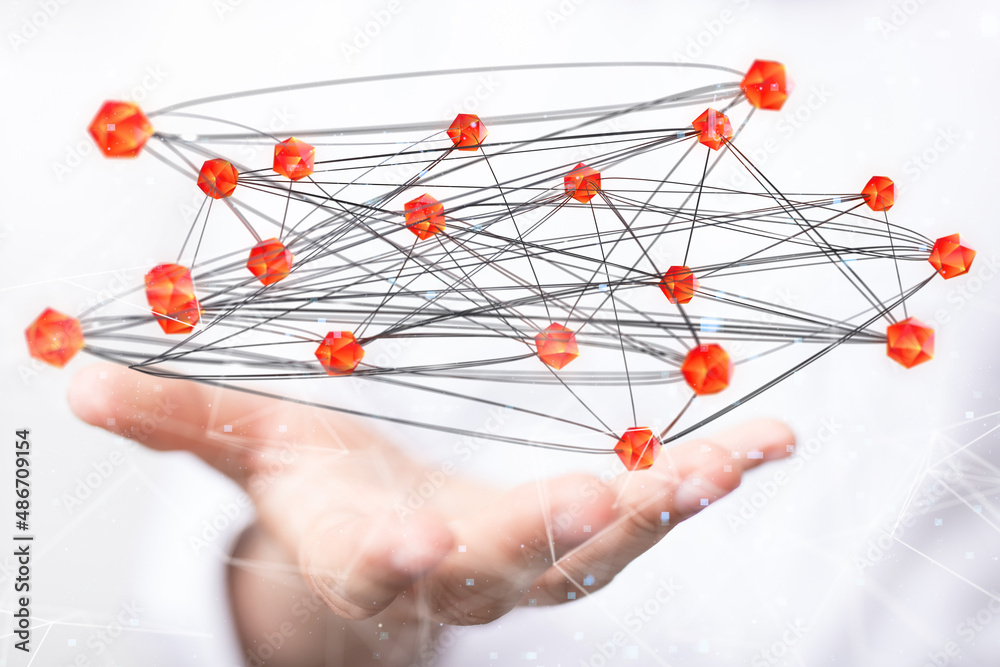 Wall mural conference digital network and data concept 3d