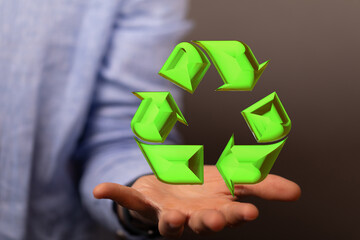 3d rendering of green recycle icon