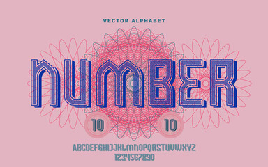 Guilloche elements and alphabet, numbers collection for certificate or diploma, and currency design. 