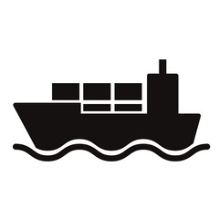 貨物船のシンプルなモノクロアイコン/白背景