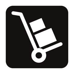 キャリーカートのシンプルな白抜き角丸正方形アイコン