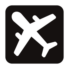 Obraz premium 飛行機のシンプルな飛行機のシンプルな白抜き角丸正方形アイコン