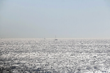 Sailing boat and beautiful Adriatic sea landscape in Croatia.