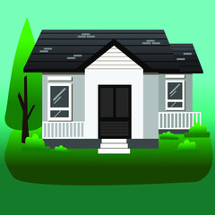 house with green grass