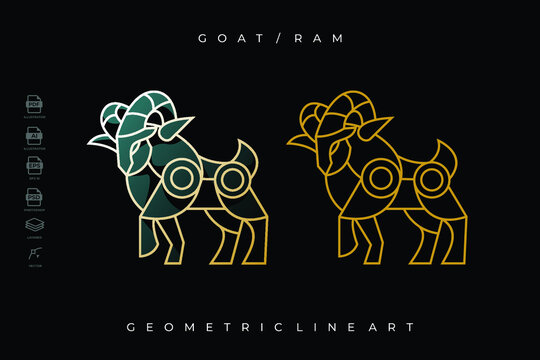 Pack of Lineart Goat or Ram Tattoo Illustration