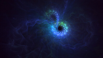 Obraz premium 3D rendering abstract blue fractal light background