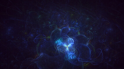 3D rendering abstract blue fractal light background