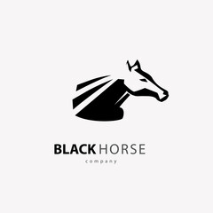 horse head profile stylized symbol, logo or emblem template