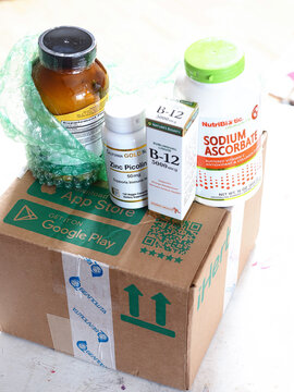 package with iherb vitamins from America..Belarus,Minsk,2022.