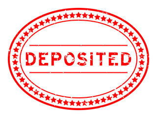 Grunge red deposited word oval rubber seal stamp on white background