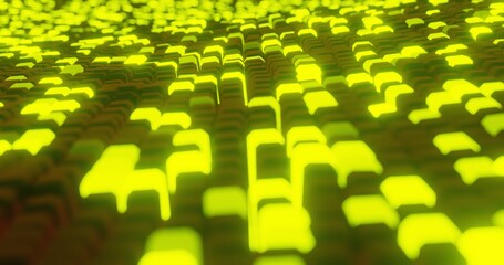 Obraz premium 3d render, abstract background glowing buttons cubes geometry, digital modern background