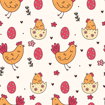 Easter Chicken and Egg Pattern