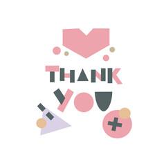 Hand drawn font with quote Thank you. Abstract background. Motivational poster. Geometric print. Modern calligraphy.