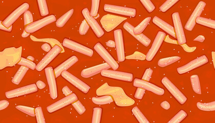 Vector illustration of tokboki background. The Korean traditional food