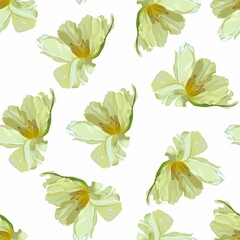 Beautiful botanical pattern with yellow tulip flowers, seamless pattern. A beautiful print for printing on fabric, wallpaper, designer prints.