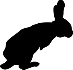 Black isolated silhouette of a rabbit