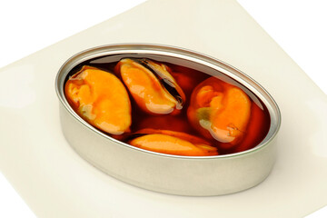 pickled mussels. Canned food
