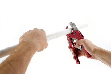 PVC pipe cutter isolated on white background