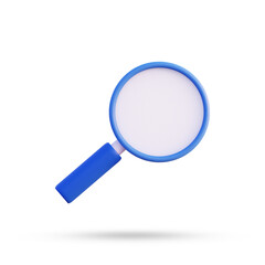 3d render blue magnifier illustration icon front view isolated